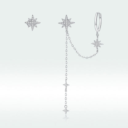 S925 Sterling Silver Earrings with CZ in Pavé Setting, 5.9cm Length, 1cm Size for Women