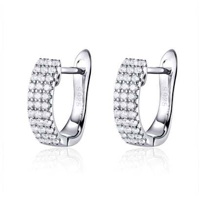 925 Sterling Silver Earrings with Pavé Setting CZ 1.3*0.4cm