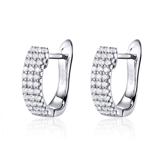 925 Sterling Silver Earrings with Pavé Setting CZ 1.3*0.4cm