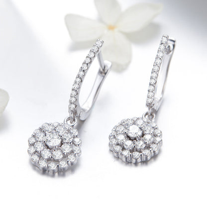 925 Sterling Silver Plated Platinum Pavé Setting CZ Earrings
