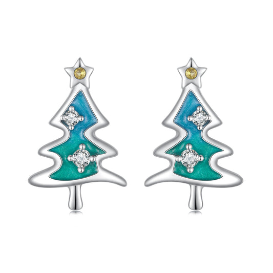 925 Sterling Silver Enamel Pavé CZ Earrings for Women