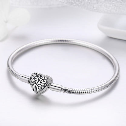 SCB 925 Sterling Silver Bracelet in Classic Style, Size 17.0 for Women