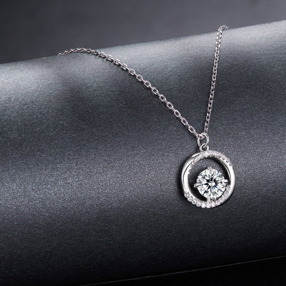 925 Sterling Silver Moissanite Necklace 40+5cm with CZ for Women