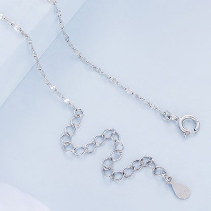 925 Sterling Silver Necklace with Pavé Setting CZ - Adjustable Length, Platinum Plated - Women's Jewelry