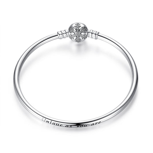 925 Sterling Silver 5.8CM Diameter and 0.3CM Thick Bracelet for Women