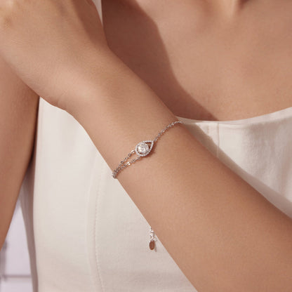 925 Sterling Silver Moissanite Bracelet with Pavé Setting 15+6cm for Women