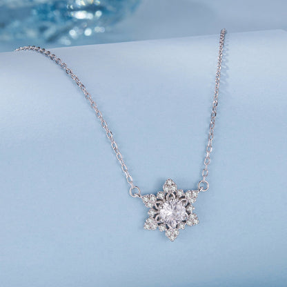 925 Sterling Silver White Gold Plated CZ Necklace 45cm for Women