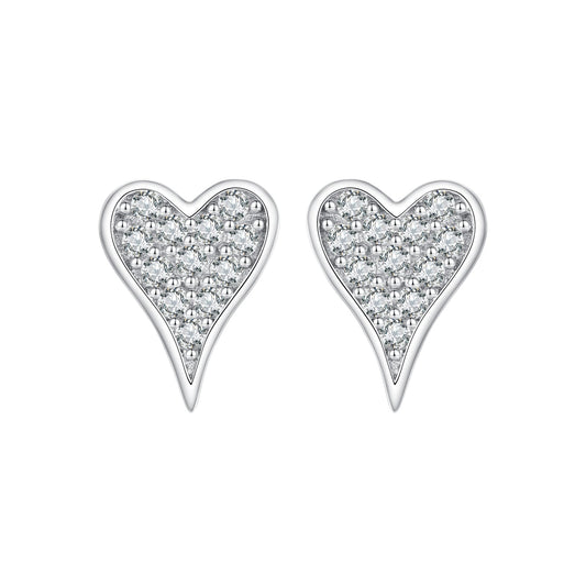 Boucles d'oreilles en argent sterling 925 plaqué or blanc et oxyde de zirconium pavé