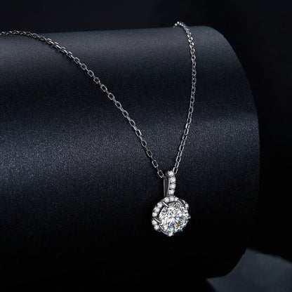 925 Sterling Silver Moissanite Pendant Necklace for Women - 45cm