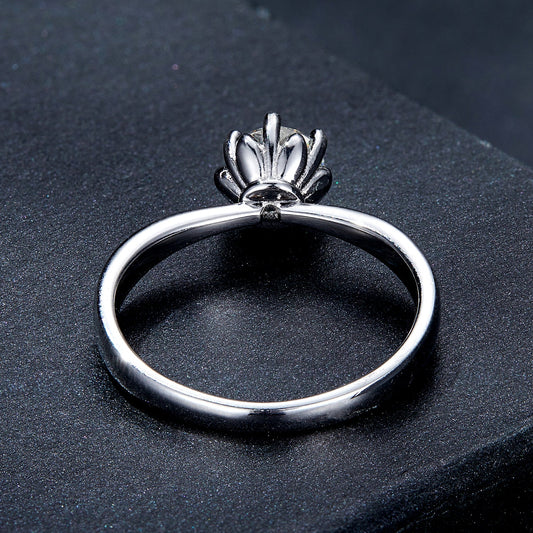 925 Sterling Silver Plated Moissanite Ring Size 6