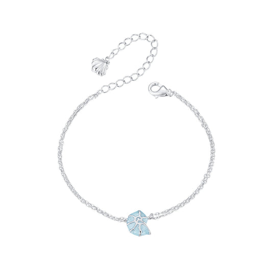 Bracelet en argent sterling 925 plaqué or blanc avec émail