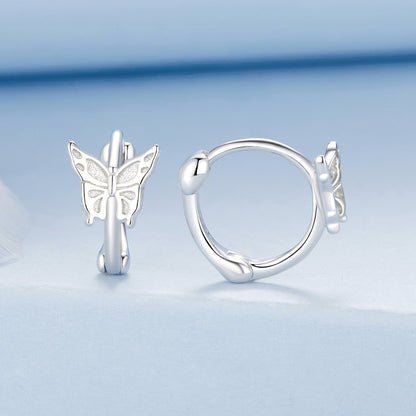 925 Sterling Silver Earrings with White Gold Plating, 1.1x0.7 cm, for Women