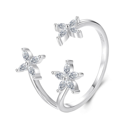 925 Sterling Silver Pavé Setting CZ White Gold Ring for Women