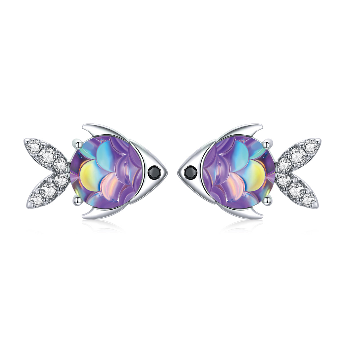 925 Sterling Silver Earrings with CZ and Resin, 0.8*1.2cm