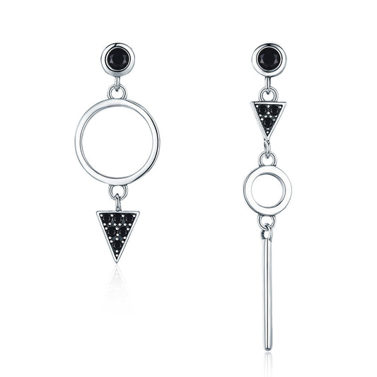 925 Sterling Silver Oxidized Pavé Setting CZ Earrings