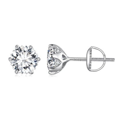 925 Sterling Silver 6.5mm Moissanite Earrings for Women