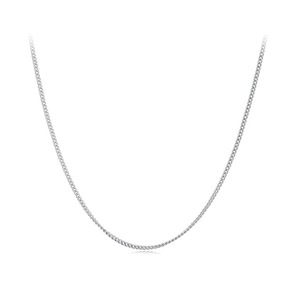 925 Sterling Silver 45S Platinum Plated Necklace for Women - 400mm Length, 0.8mm Thickness