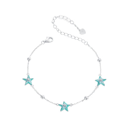 925 Sterling Silver Starfish Design Bracelet with Enamel Process