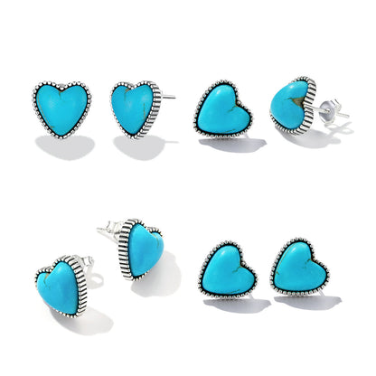 925 Sterling Silver Oxidized Turquoise Earrings for Women
