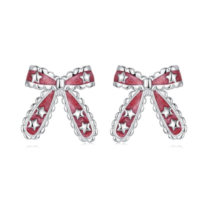925 Sterling Silver Earrings with Enamel Process in White Gold Plating for Women
