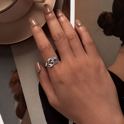 925 Sterling Silver Pavé CZ Oxidized Silver Ring 1.9mm Style E