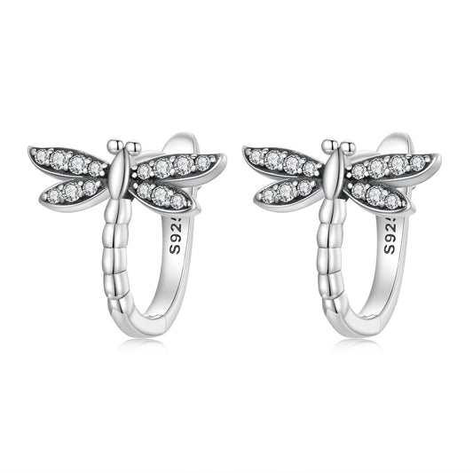 925 Sterling Silver Earrings with Pavé Setting CZ, Oxidized Finish, 1.3cm for Women