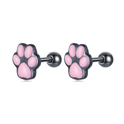 925 Sterling Silver Enamel Black Gold Plated Earrings for Women