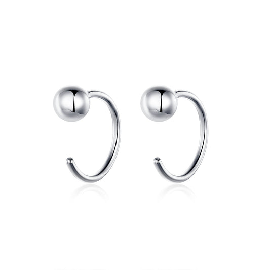 925 Sterling Silver Earrings with Plated Platinum, 1cm Diameter for Women