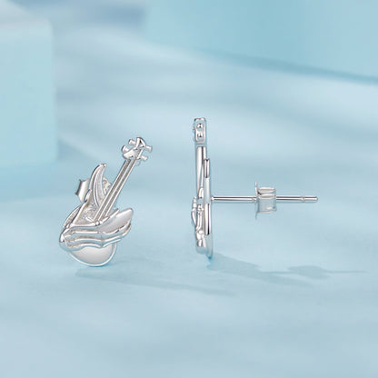 925 Sterling Silver Earrings for Women with White Gold Plating, Size 1.5x0.6cm