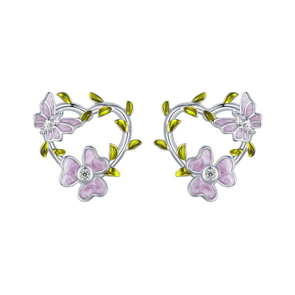 925 Sterling Silver Enamel CZ Plated Earrings