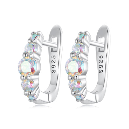 925 Sterling Silver Earrings with CZ in Pavé Setting, 12x3mm, for Women