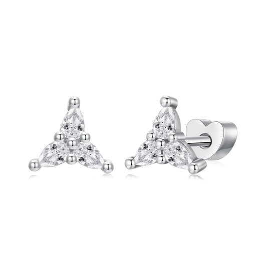 Boucles d'oreilles en argent sterling 925 avec zircons cubiques sertis pavé