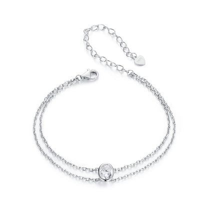 925 Sterling Silver Moissanite 1 Carat Bracelet for Women - White Gold Plated, 150+60mm