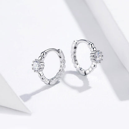 925 Sterling Silver Earrings with Pavé Setting CZ - 1cm for Women