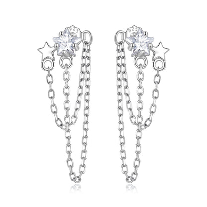 S925 Sterling Silver Pavé CZ Earrings, 0.9cm for Women