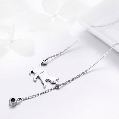 925 Sterling Silver Necklace 38-45cm with 1.4*2.5cm Pendant for Women