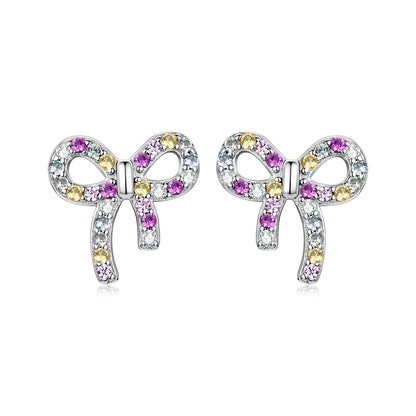 925 Sterling Silver White Gold Plated Pavé Setting CZ Earrings 1.0cm for Women