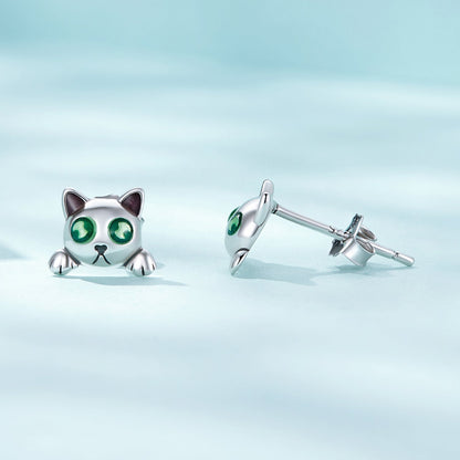925 Sterling Silver Earrings with Enamel in Oxidized Finish