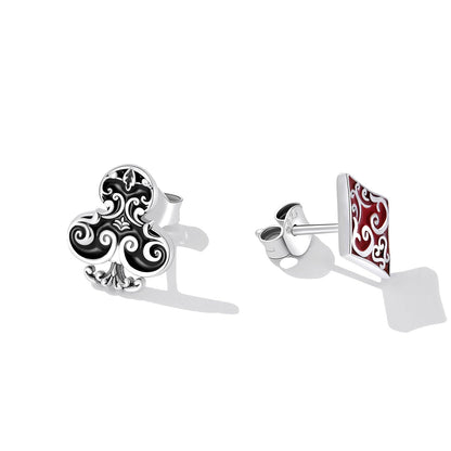 925 Sterling Silver Oxidized Enamel Plum Blossom Earrings for Women - 1.2 x 1.0 cm