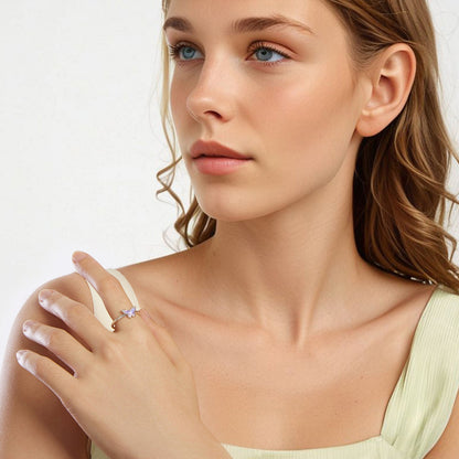 925 Sterling Silver Transparent Glass Pendant Rings for Women