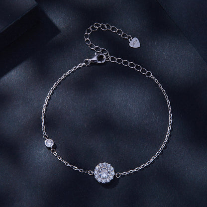 925 Sterling Silver Moissanite 0.5ct Bracelet with Pavé Setting for Women