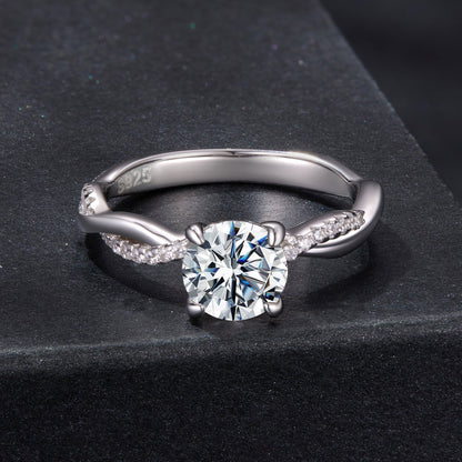 925 Sterling Silver Moissanite 0.65 Carat Ring Size 6 for Women