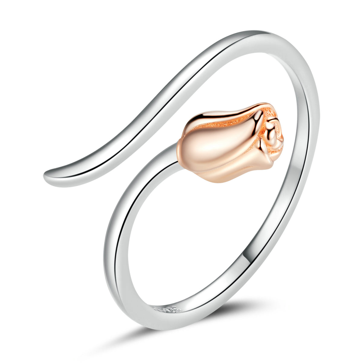 925 Sterling Silver Ring with Rose Gold and Platinum Plating, 0.4*0.6cm for Women