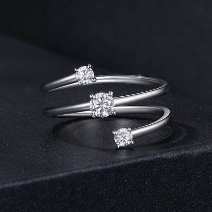 925 Sterling Silver 3mm Moissanite Ring for Women