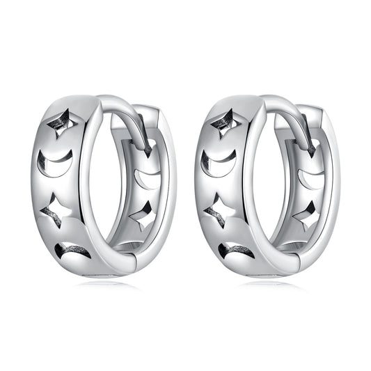 925 Sterling Silver Oxidized Earrings for Women 1.2*0.4cm