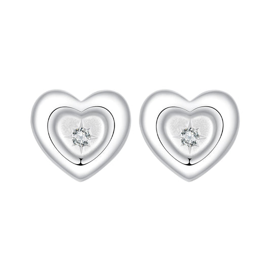 Boucles d'oreilles en argent sterling 925 plaqué or blanc avec oxydes de zirconium