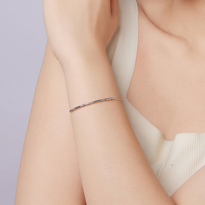 925 Sterling Silver White Gold Plated Bracelet 15+6cm for Women