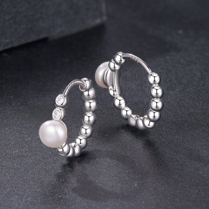 925 Sterling Silver White Gold Plated Moissanite & Pearl Earrings for Women