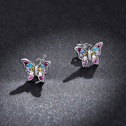 925 Sterling Silver Earrings with Pavé Setting CZ and Oxidized Silver