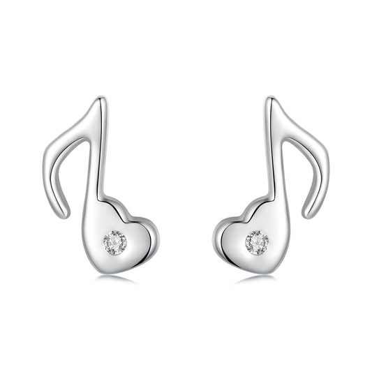 925 Sterling Silver Earrings with Pavé Setting CZ in White Gold Finish, 1x0.7cm for Women